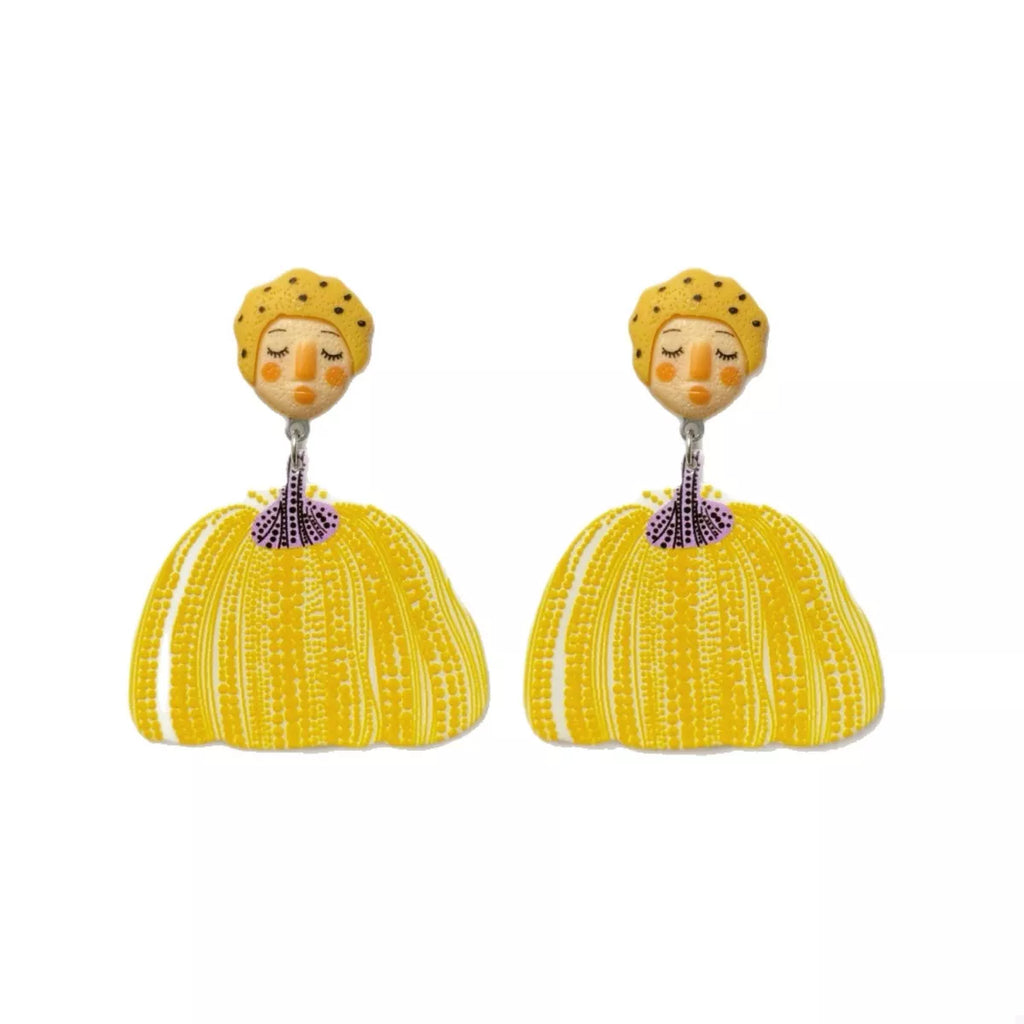 Whimsical Pumpkin Girl Dangle Earrings