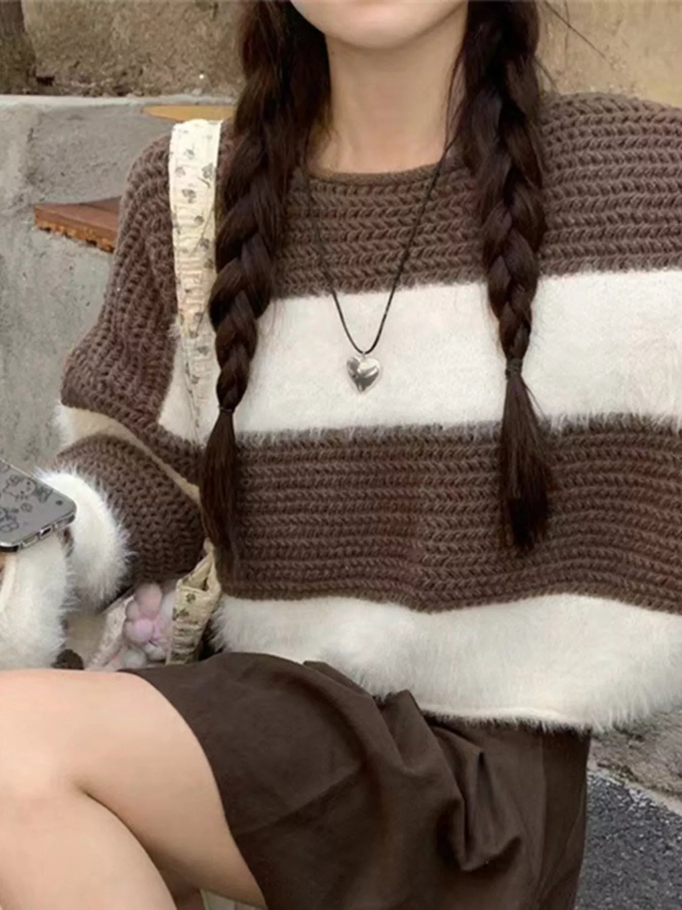 Color Block Dropped Shoulder Sweater
