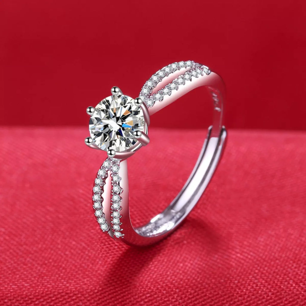 1 Carat Moissanite 925 Sterling Silver Ring