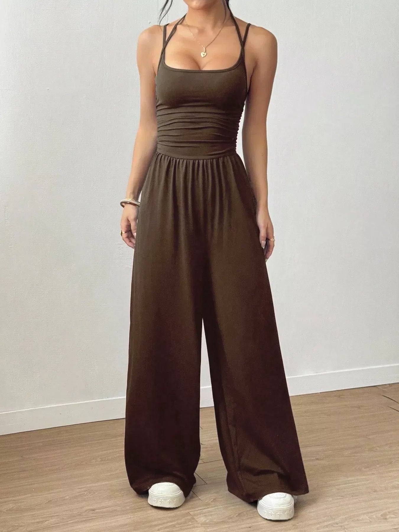 Spaghetti Strap Wide Leg Jumpsuit
