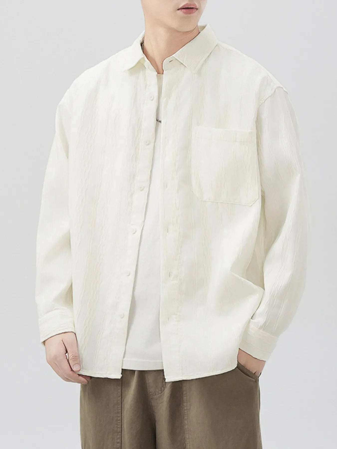 Men's Plus Size Button Up Long Sleeve Shirt