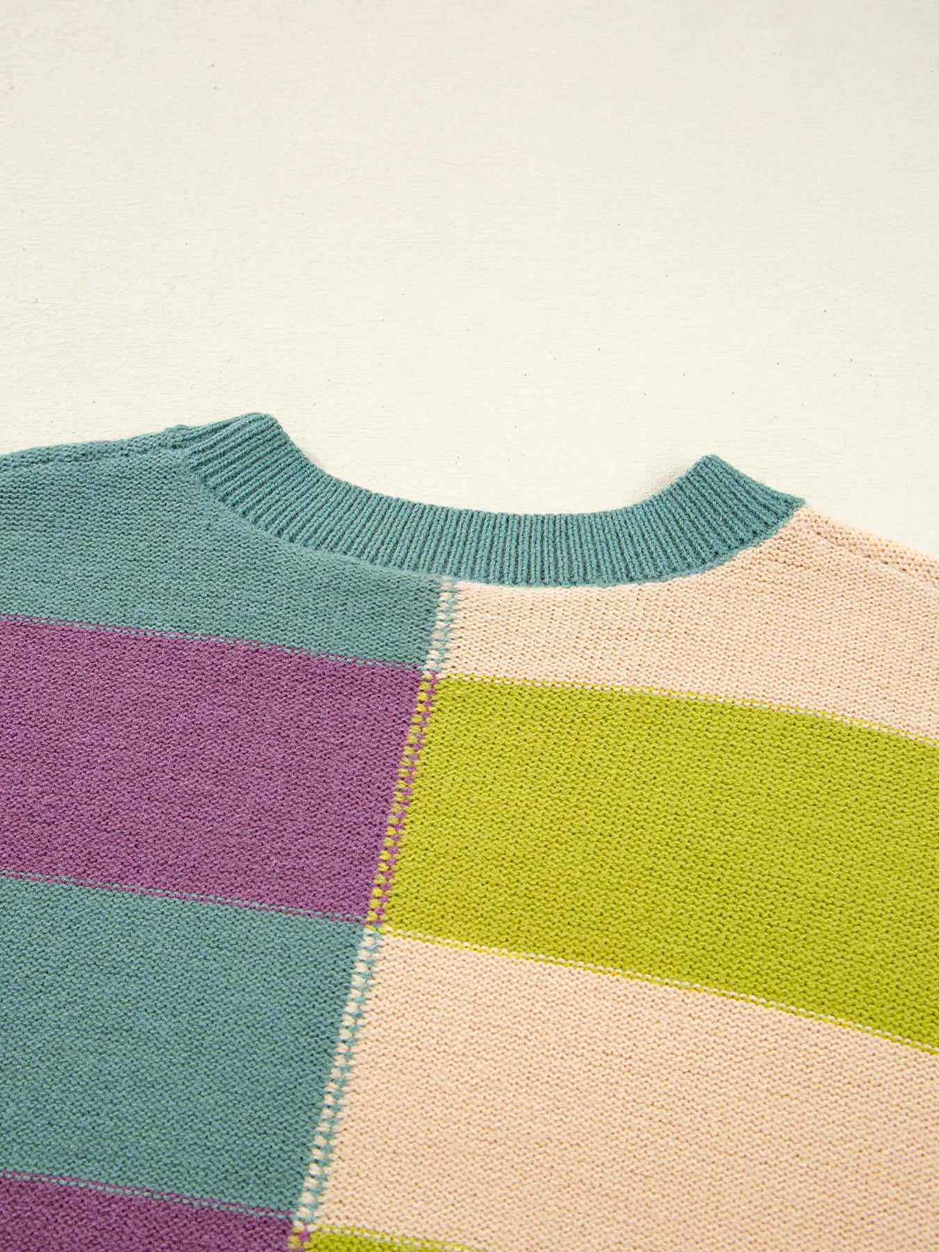 Stripe Drop Shoulder Ribbed Edge Sweater
