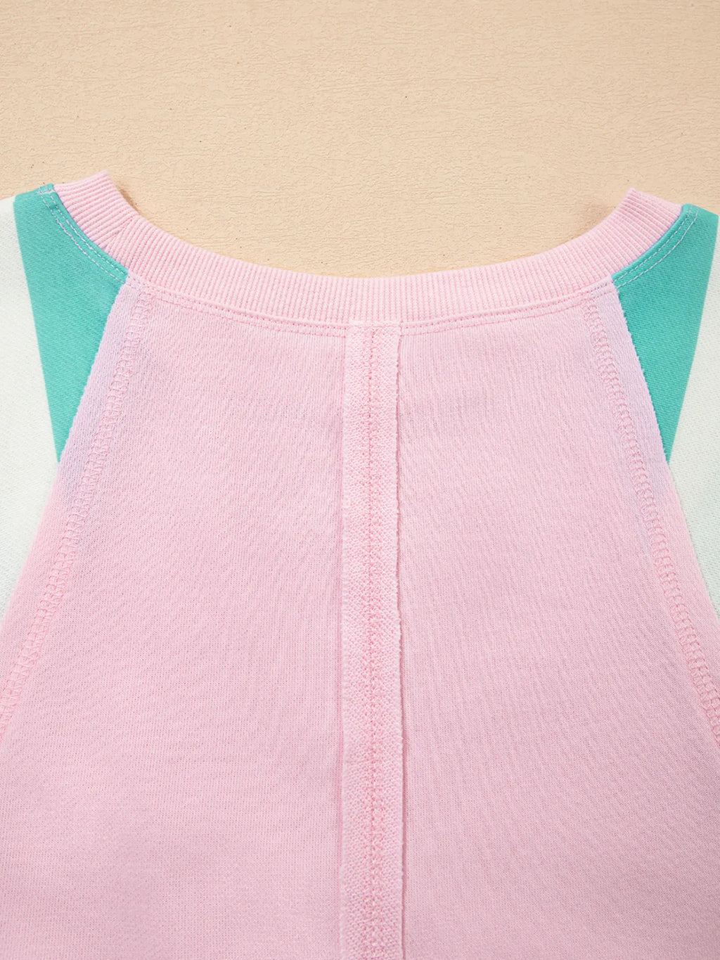 Striped Color Block Patchwork Raglan Sleeve Top with Slits