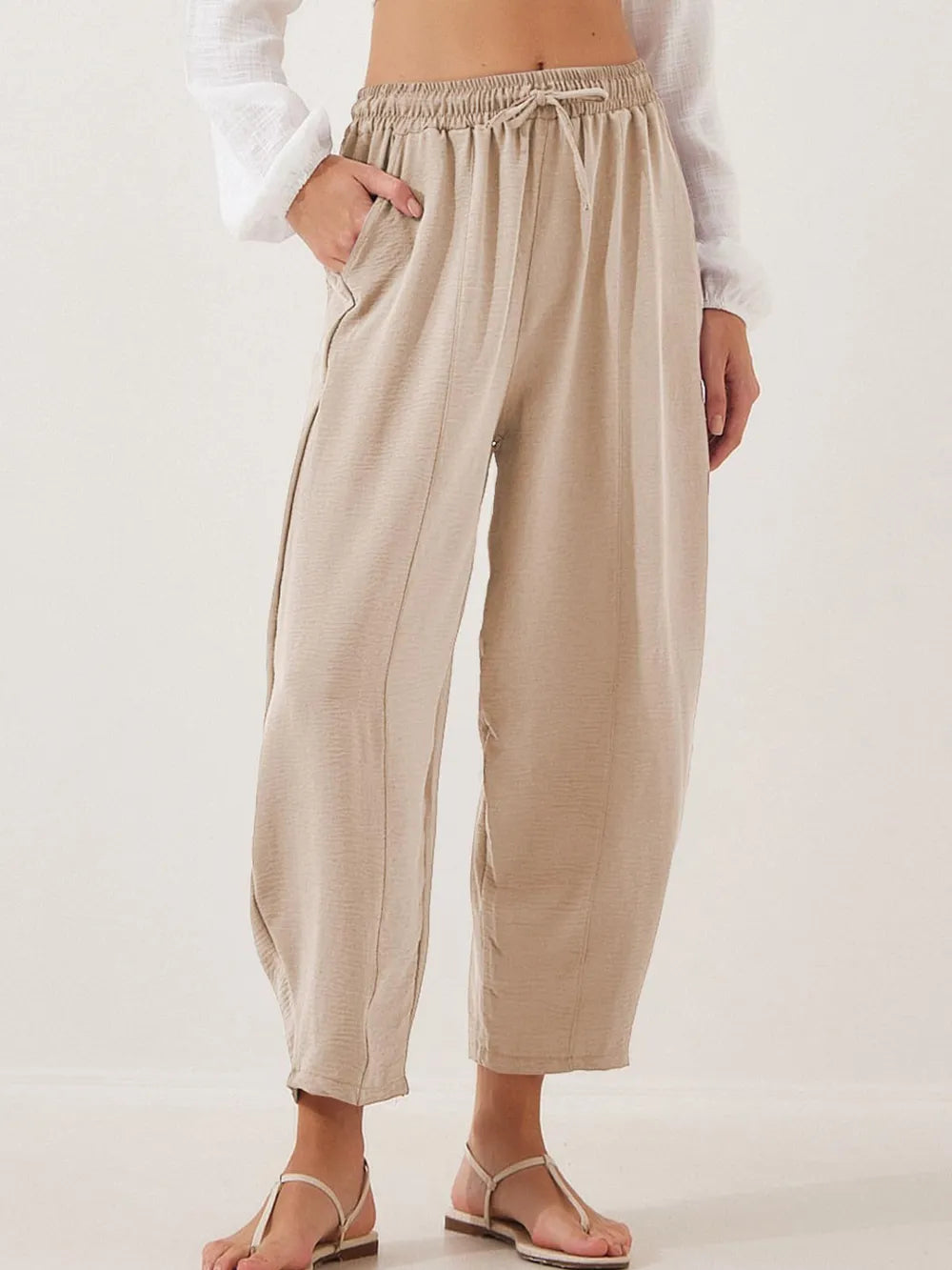 Full Size Drawstring Cropped Jogger Pants Plus Size