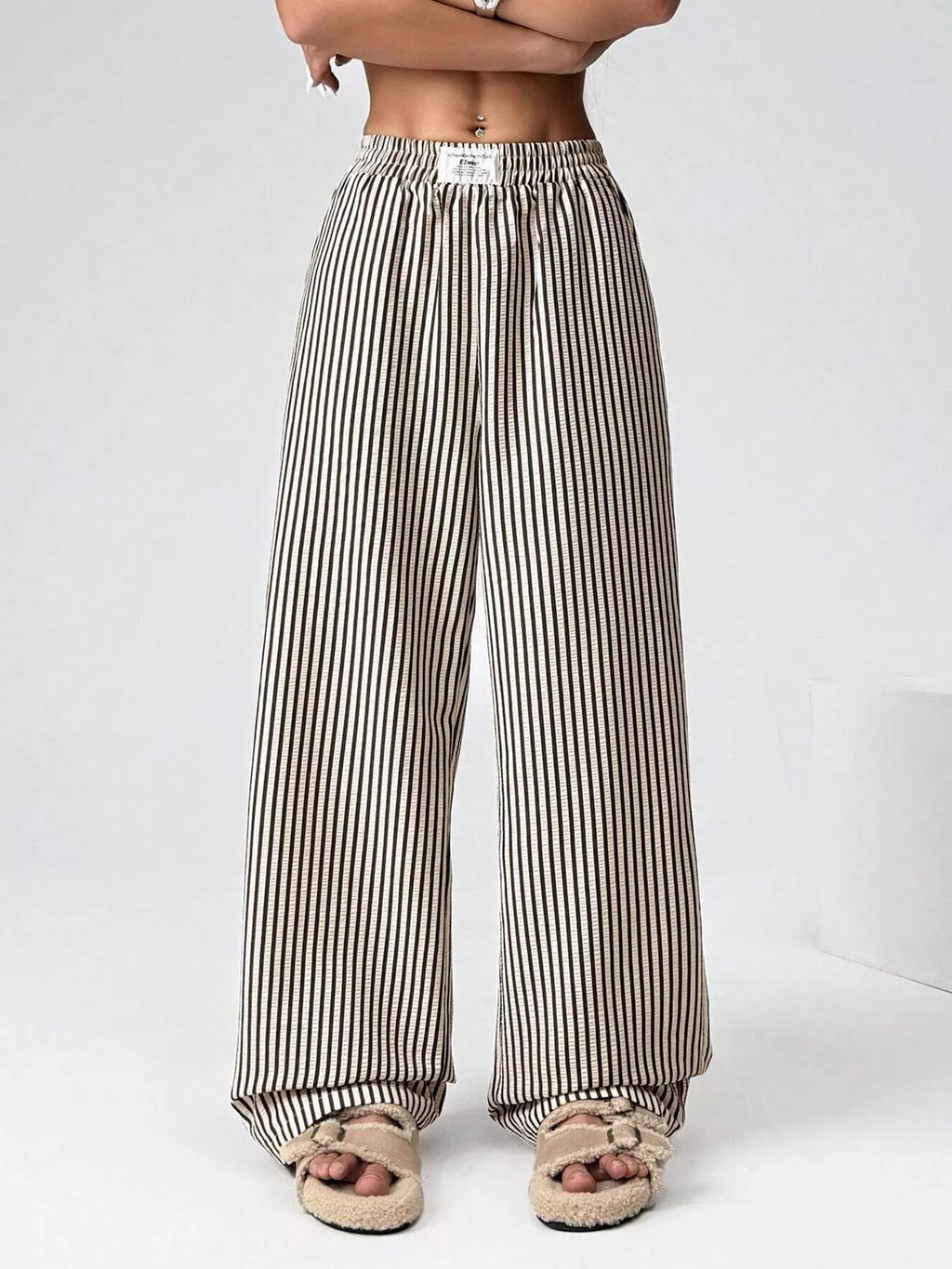 Striped High-Waisted Wide Leg Pants
