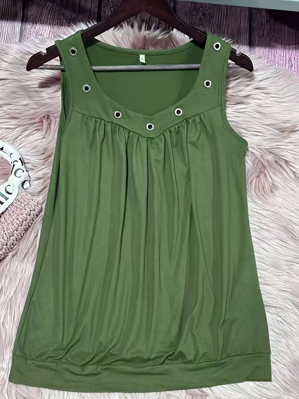 Eyelet Detail Ruched Tank