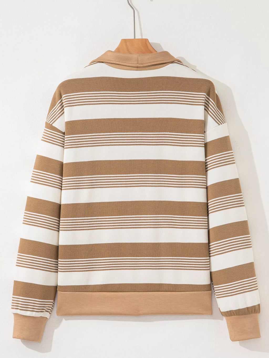 Stripe Zip Collar Patchwork Vintage Sweatshirt