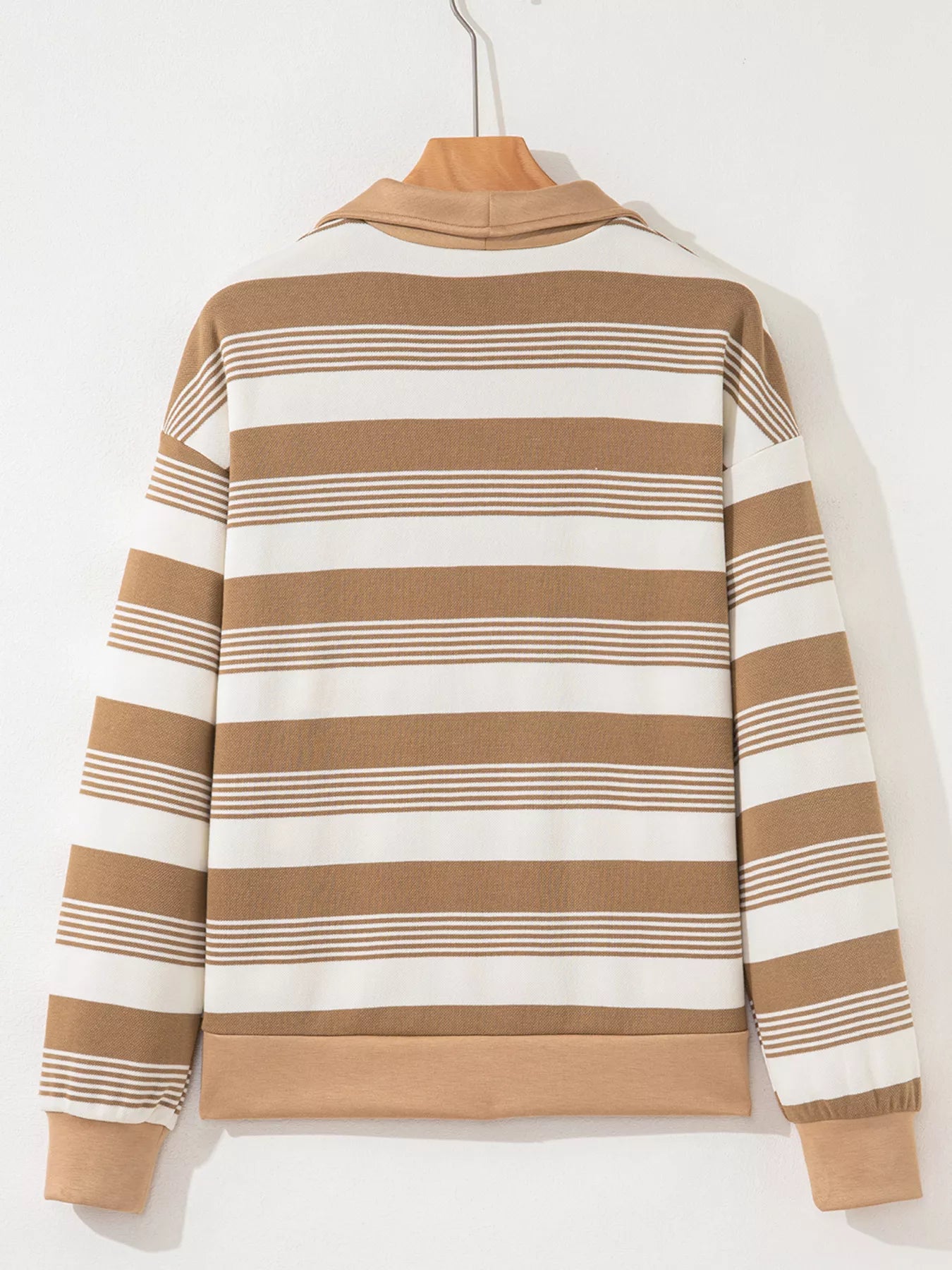 Stripe Zip Collar Patchwork Vintage Sweatshirt