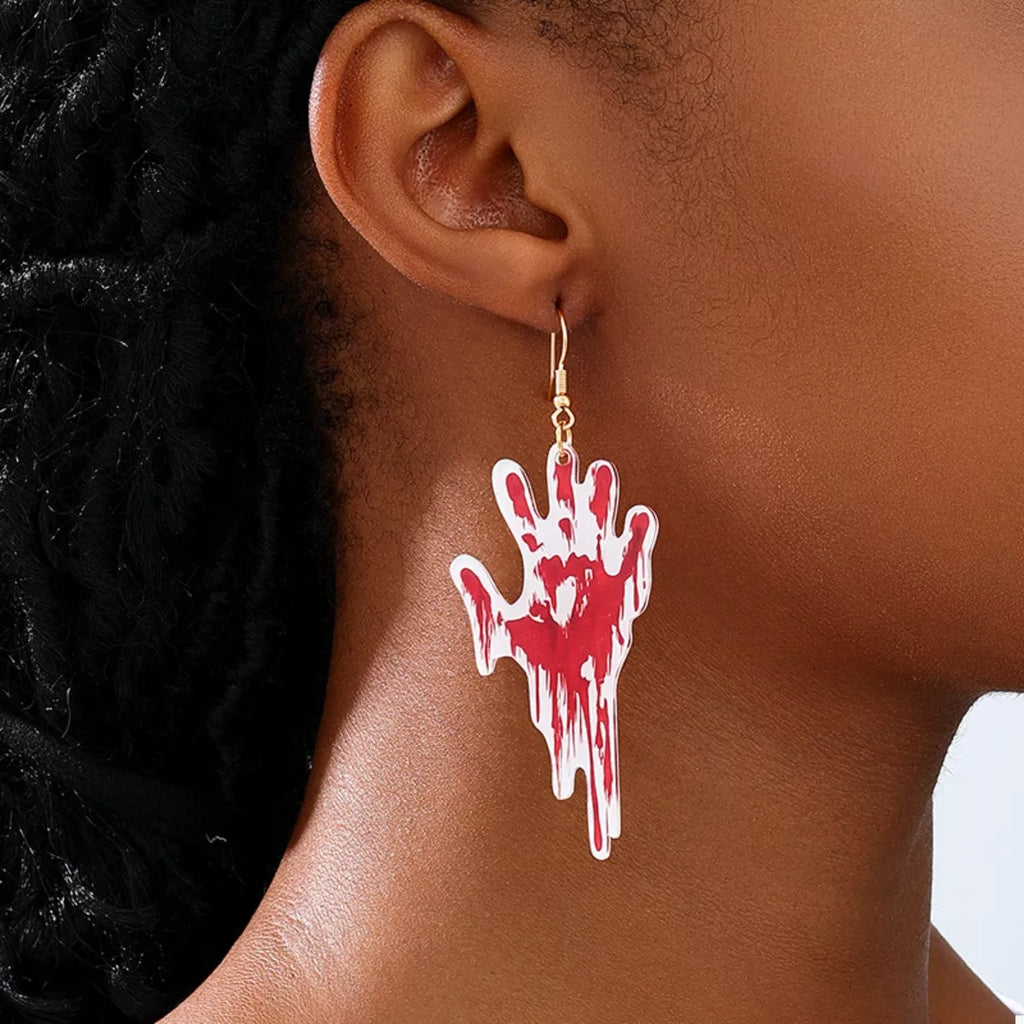 Halloween Bloody Hand Dangle Earrings