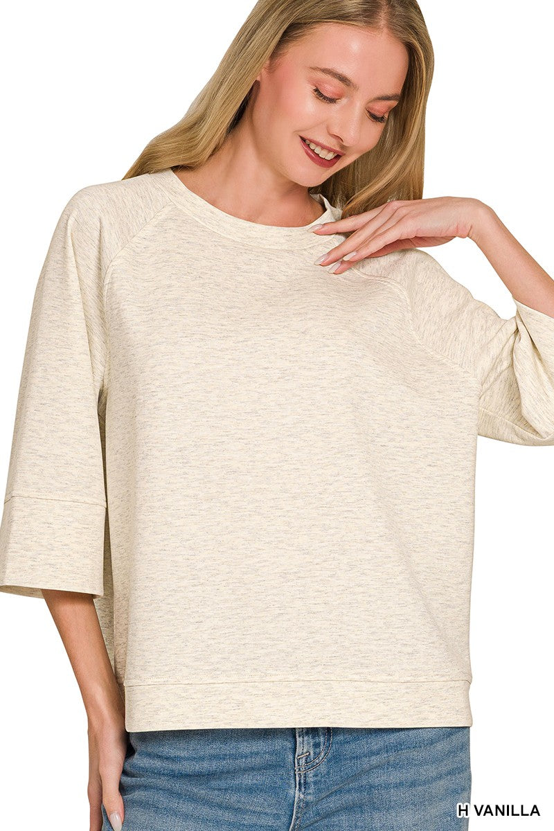 Zenana Scuba 3/4 Sleeve Pullover
