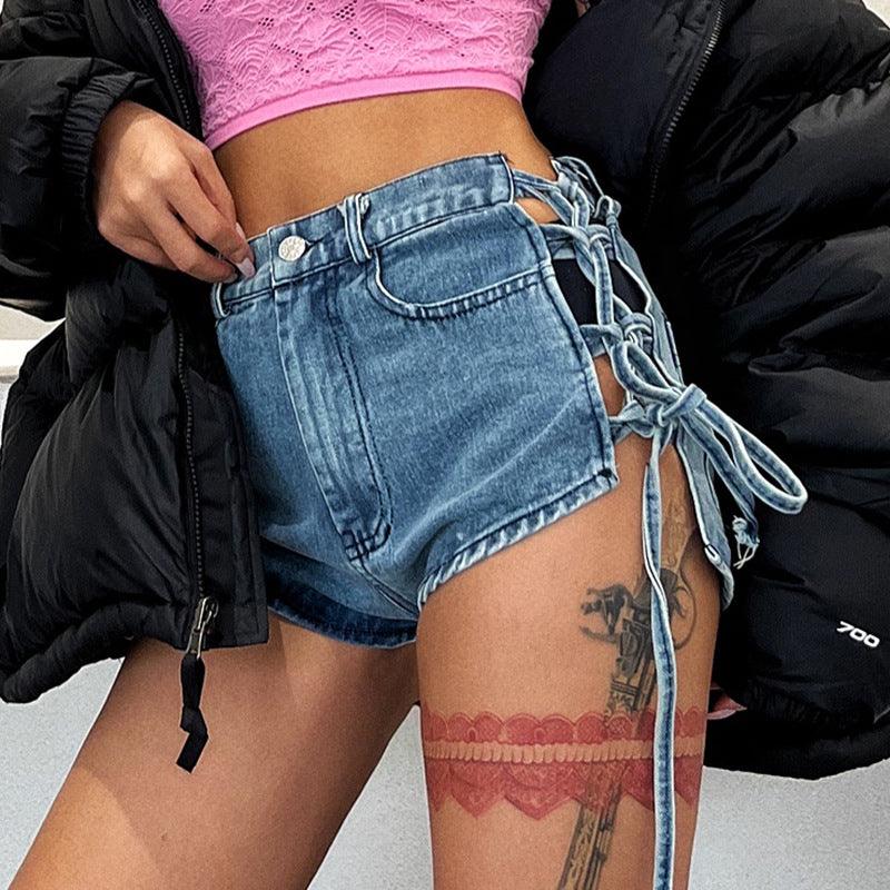 Sexy Western High-Waisted Denim Shorts – Comfortable & Stylish Light Blue Denim Shorts