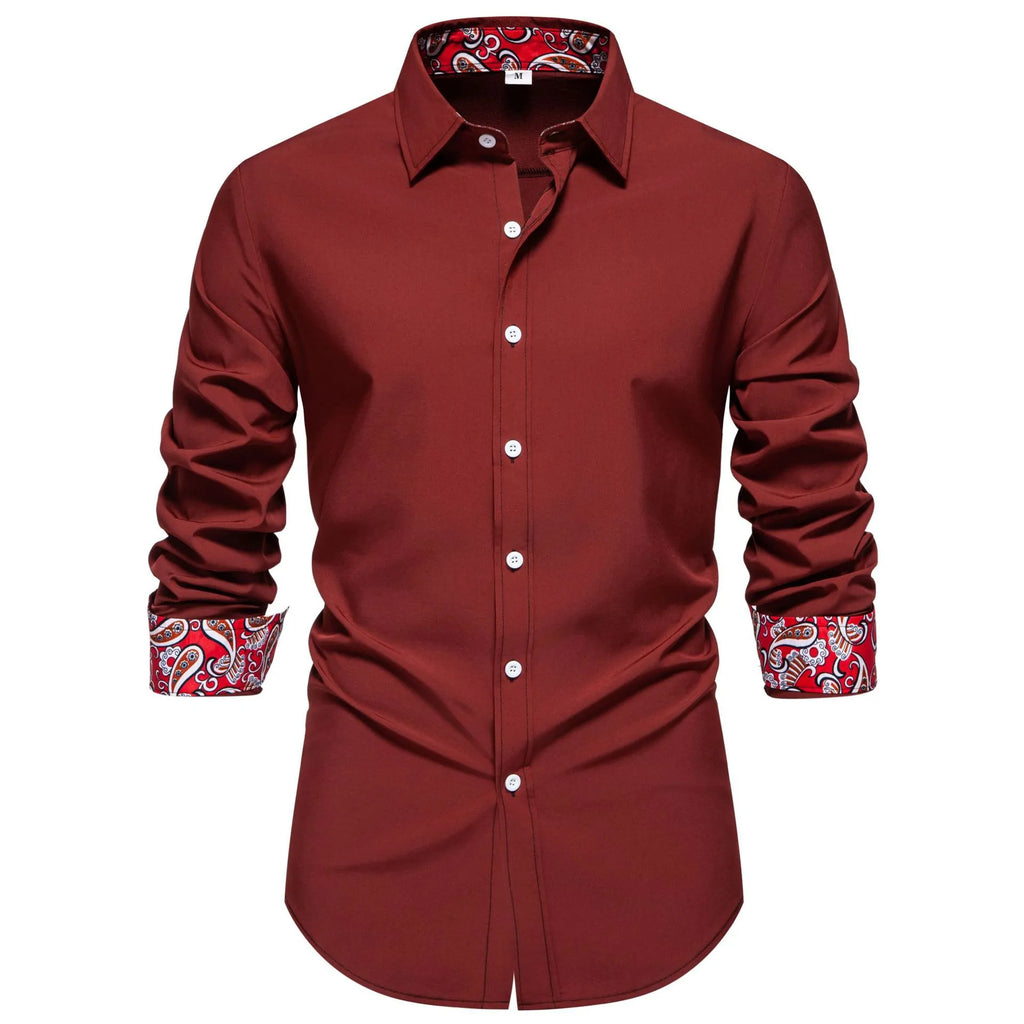 Men's Casual Button-Down Shirt with Cuff Detail