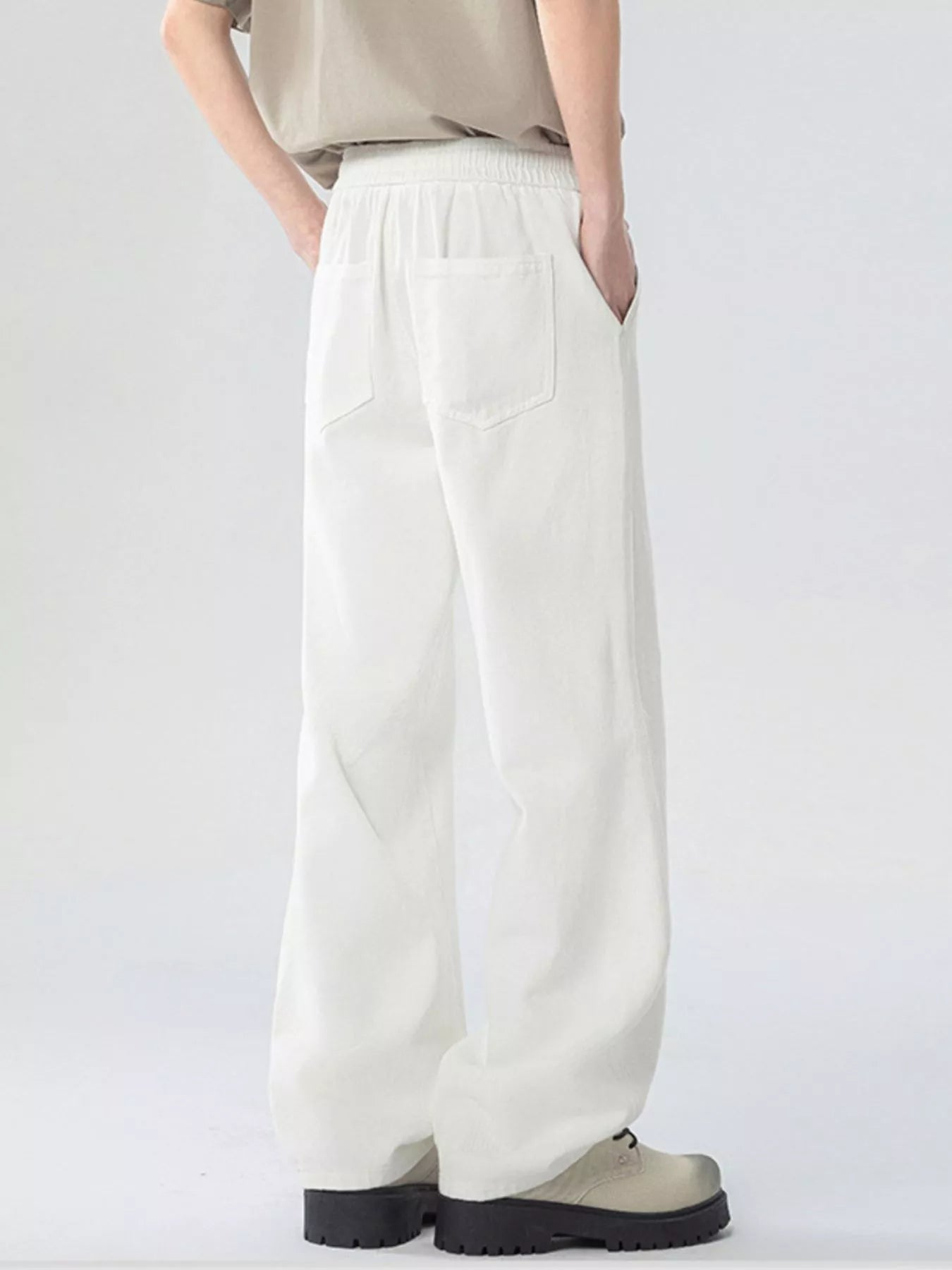 Men's Full Size Loose Fit Drawstring Linen Pants Plus Size