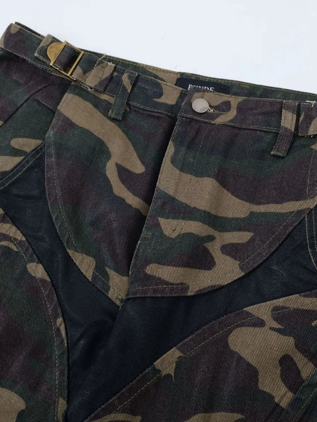 Men's Camouflage Bootcut Jeans with Seam Detail