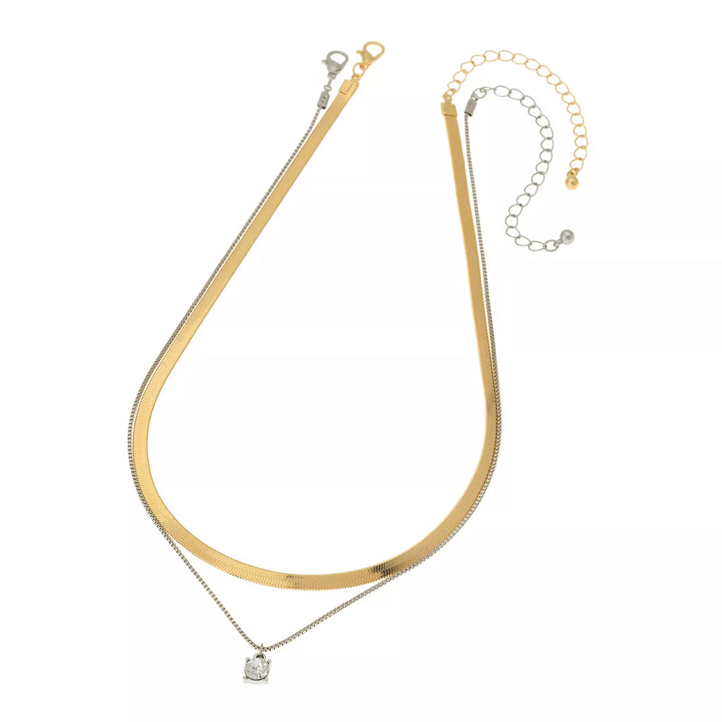 2 Piece Minimalist Design Chain Pendant Necklace
