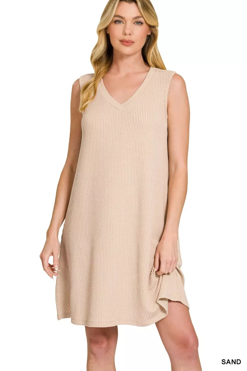 Zenana Raised Rib Sleeveless Mini Dress