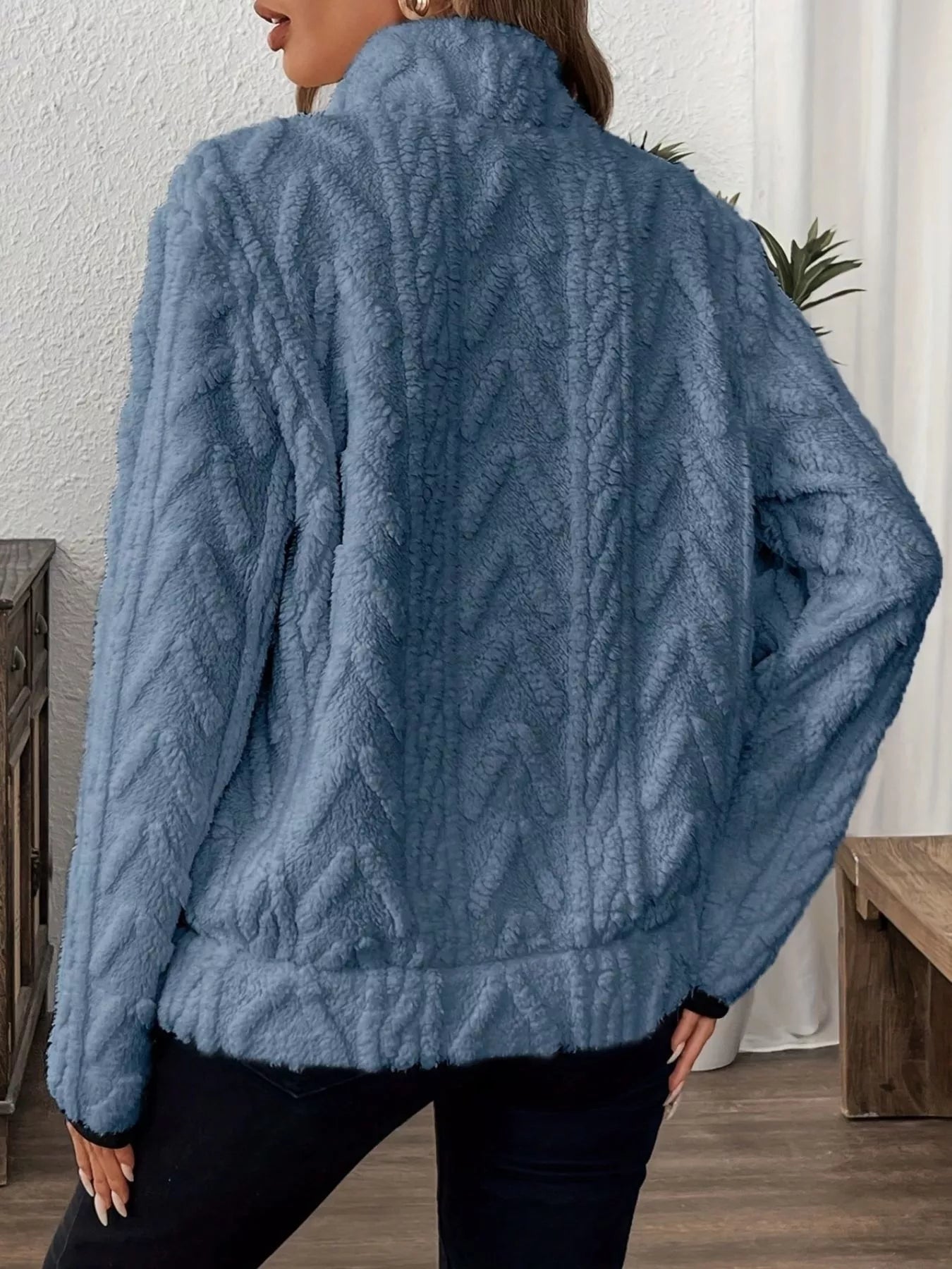 Full Size Half Zip Kangaroo Pocket Sweatshirt Plus Size