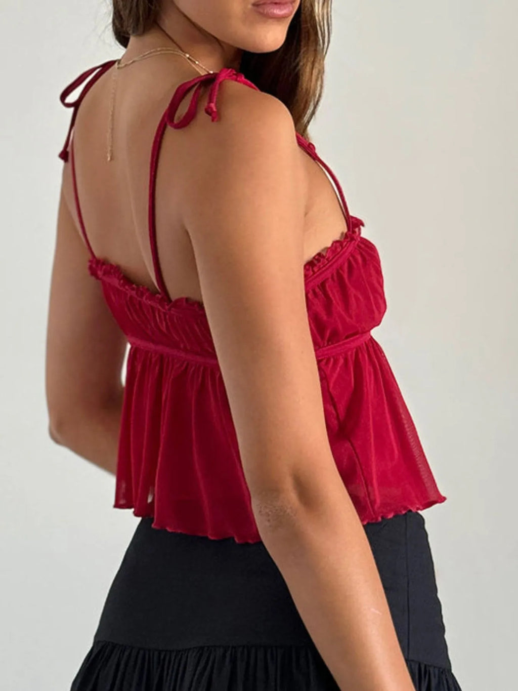 Contrast Trim Tie Straps Cami