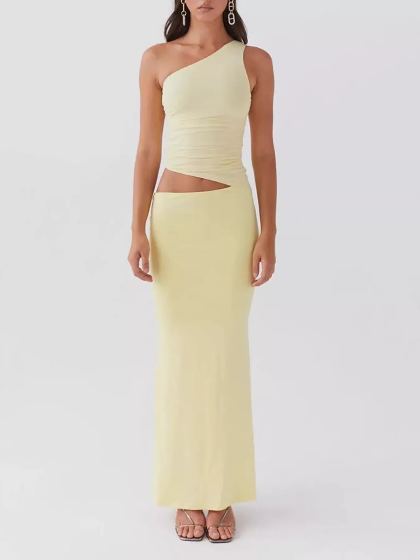 Full Size One-Shoulder Top and Maxi Skirt Set Plus Size