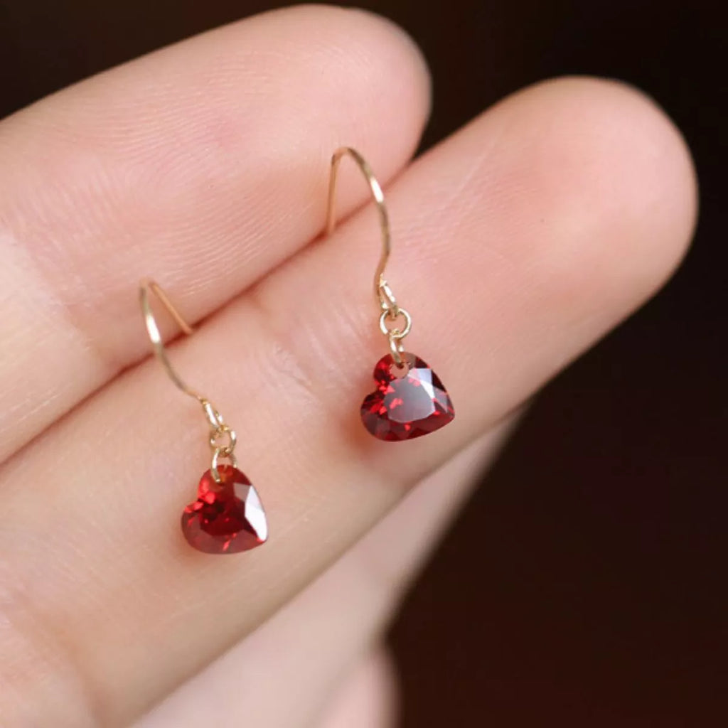 Zircon Heart Drop Earrings