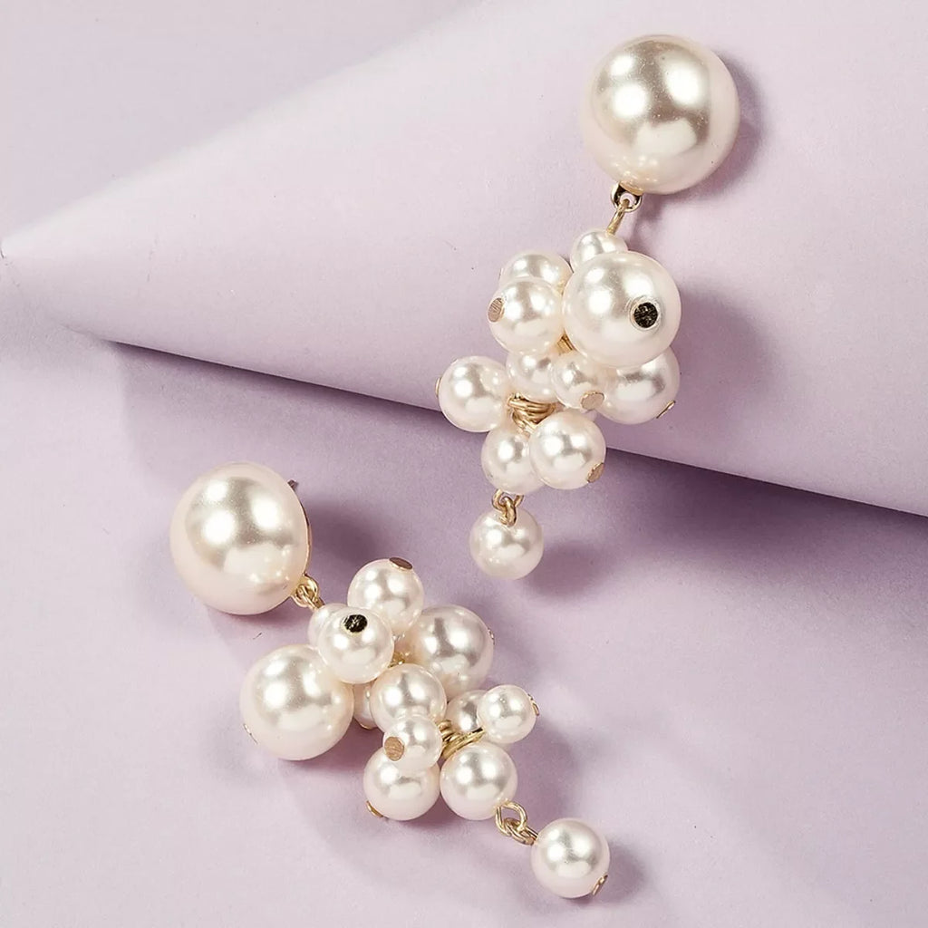 Pearl Cluster Dangle Earrings