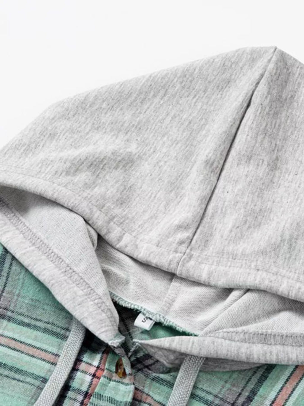 Plaid Button-Up Hooded Shirt with Chest Pocket