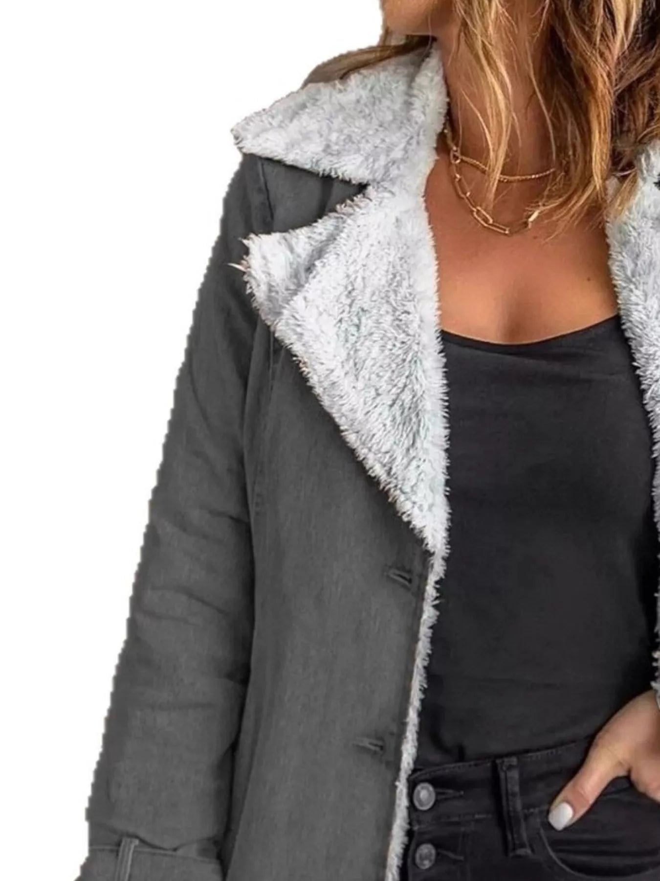 Full Size Sherpa Lined Button Up Outerwear Plus Size