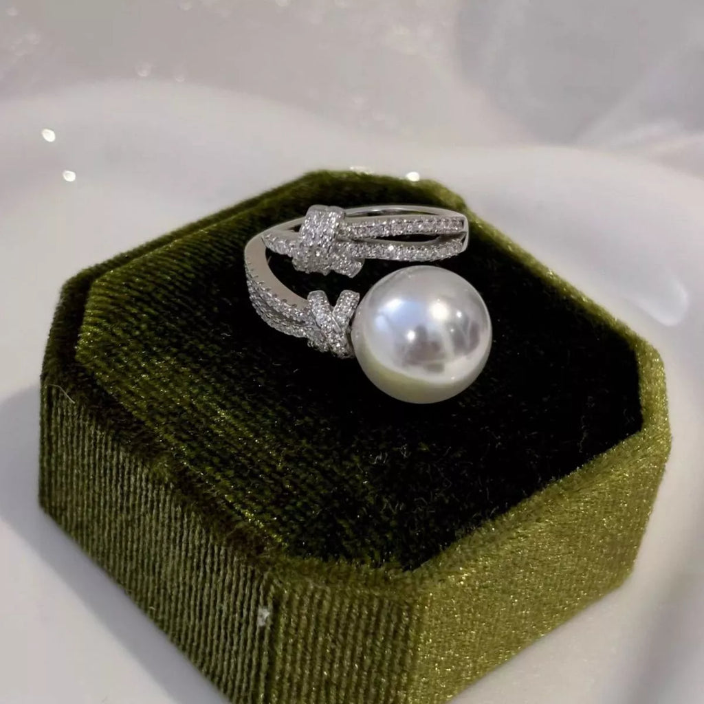 Pearl Zircon Bypass Ring