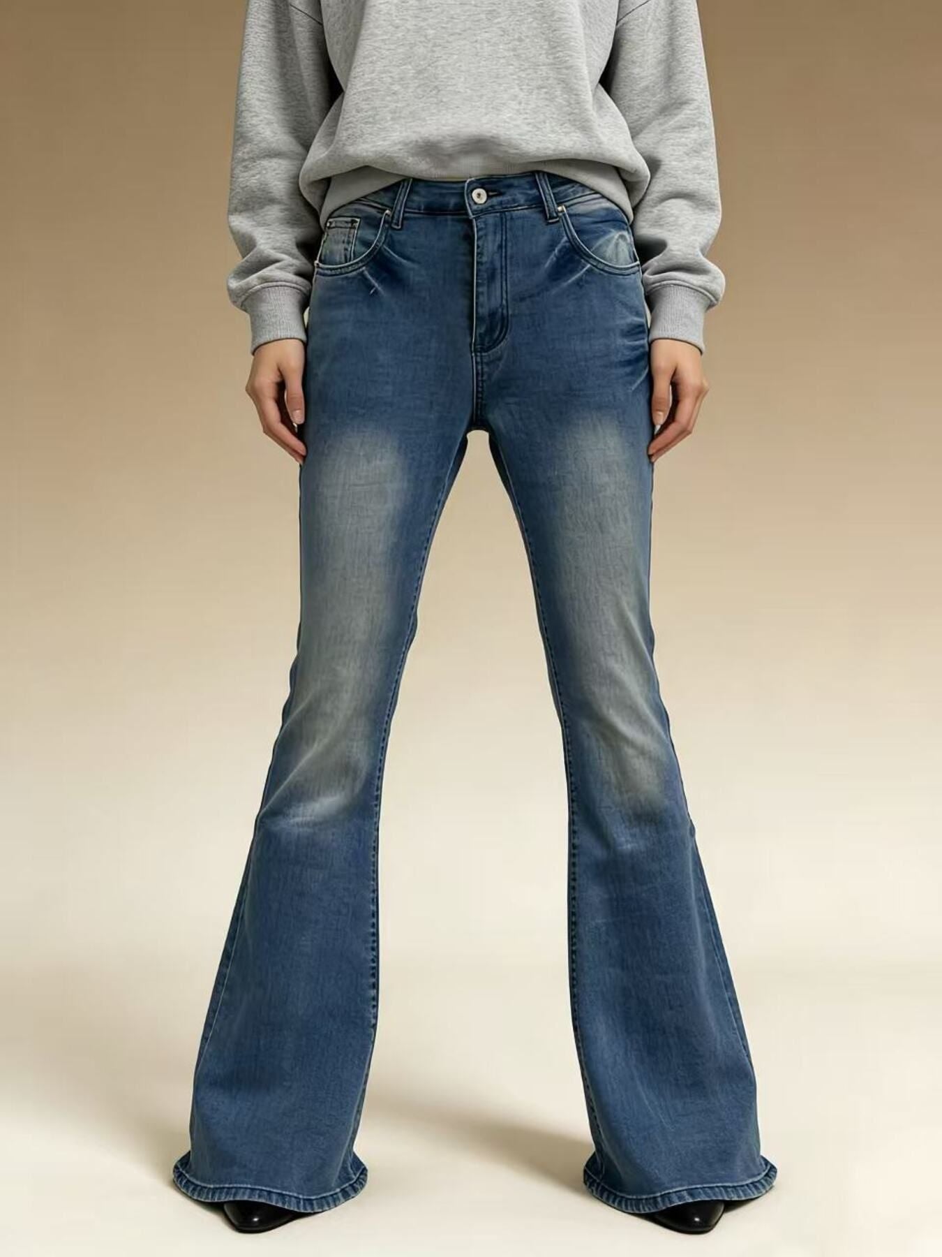 Full Size Vintage Wash High-Waisted Flare Jeans Plus Size