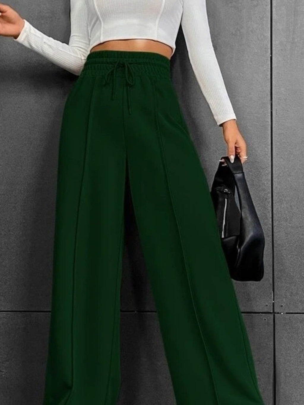 Wide Leg Drawstring Waist Pants