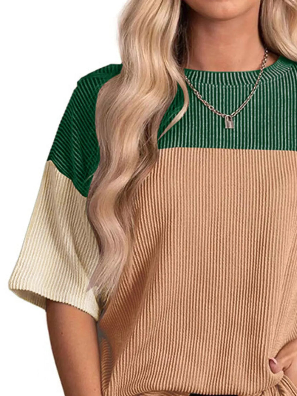 Color Block Half Sleeve Top
