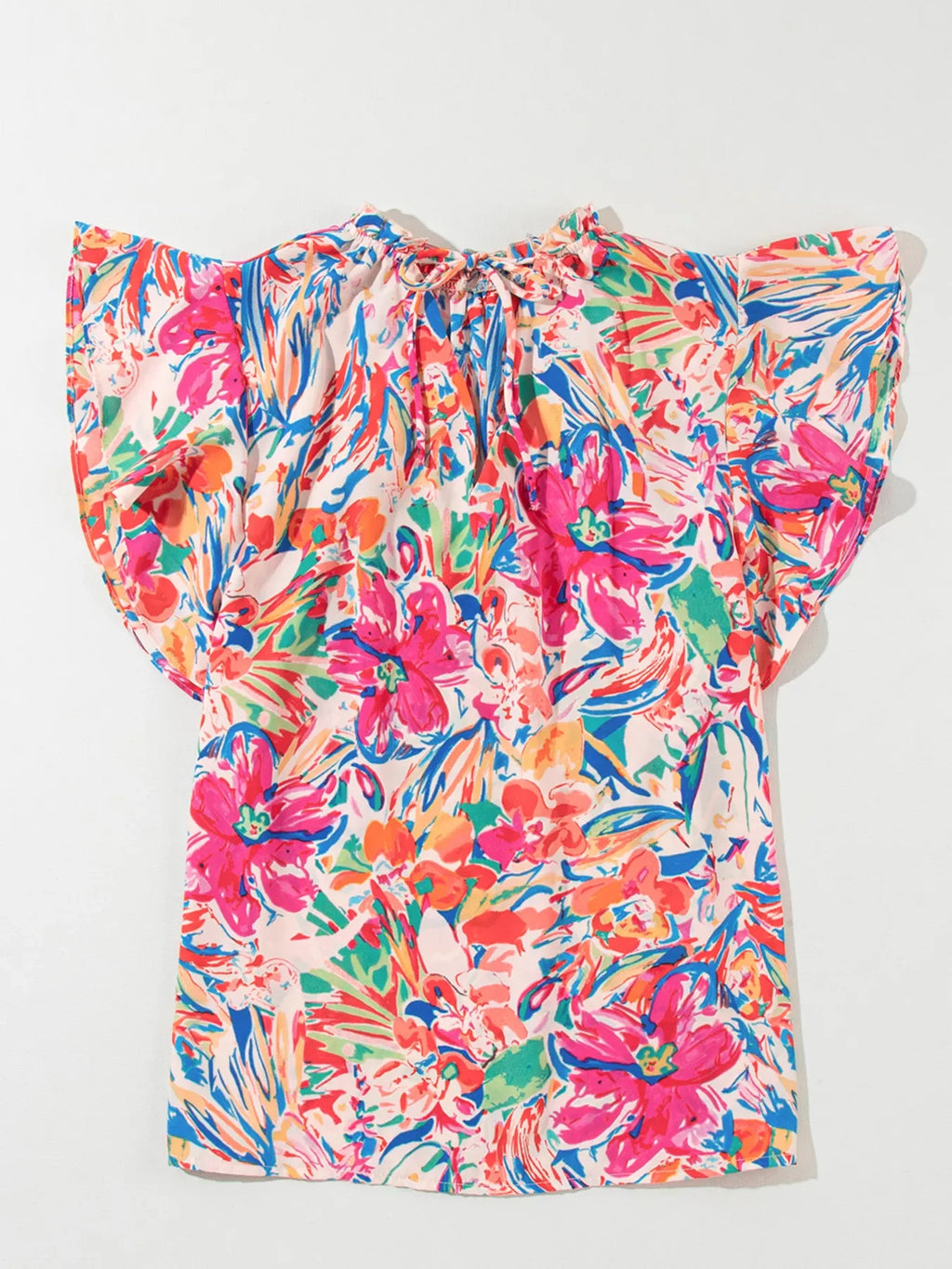 Multicolour Floral Ruffled Sleeve V Neck Summer Blouse