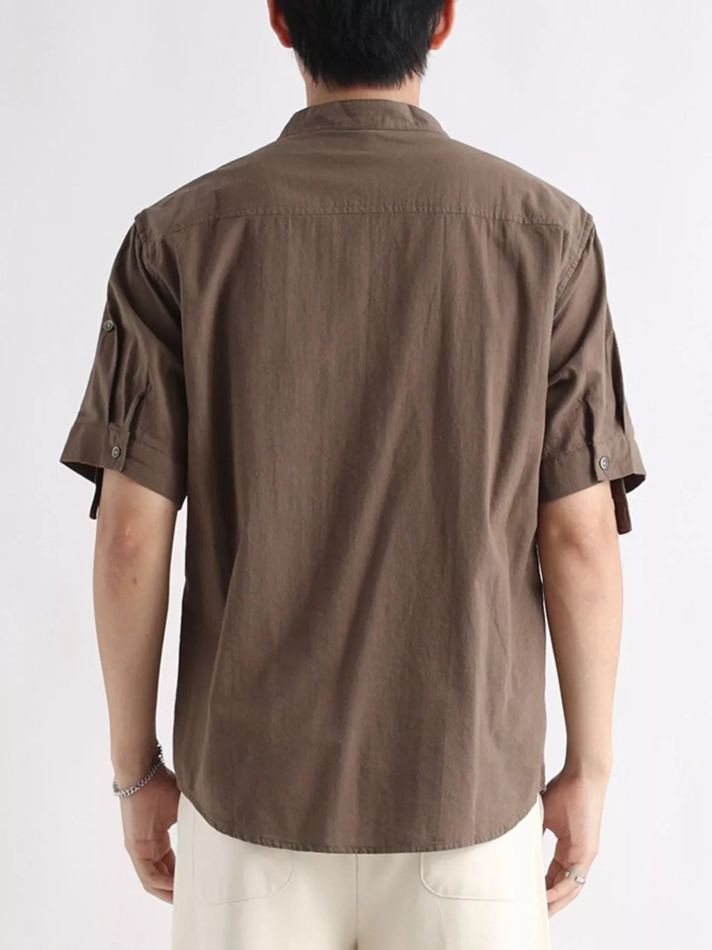 Men's Plus Size Button Detail Short Sleeve Shirt