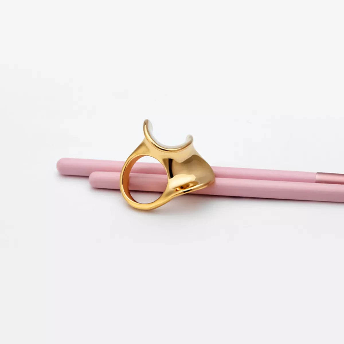 18K Gold-Plated Copper Geometric Sculptural Ring