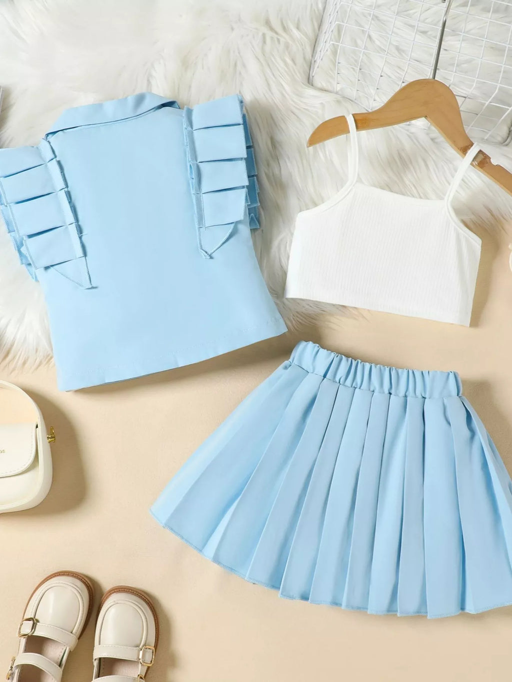 Children's Cami & Button Detail Top & Skirt Set