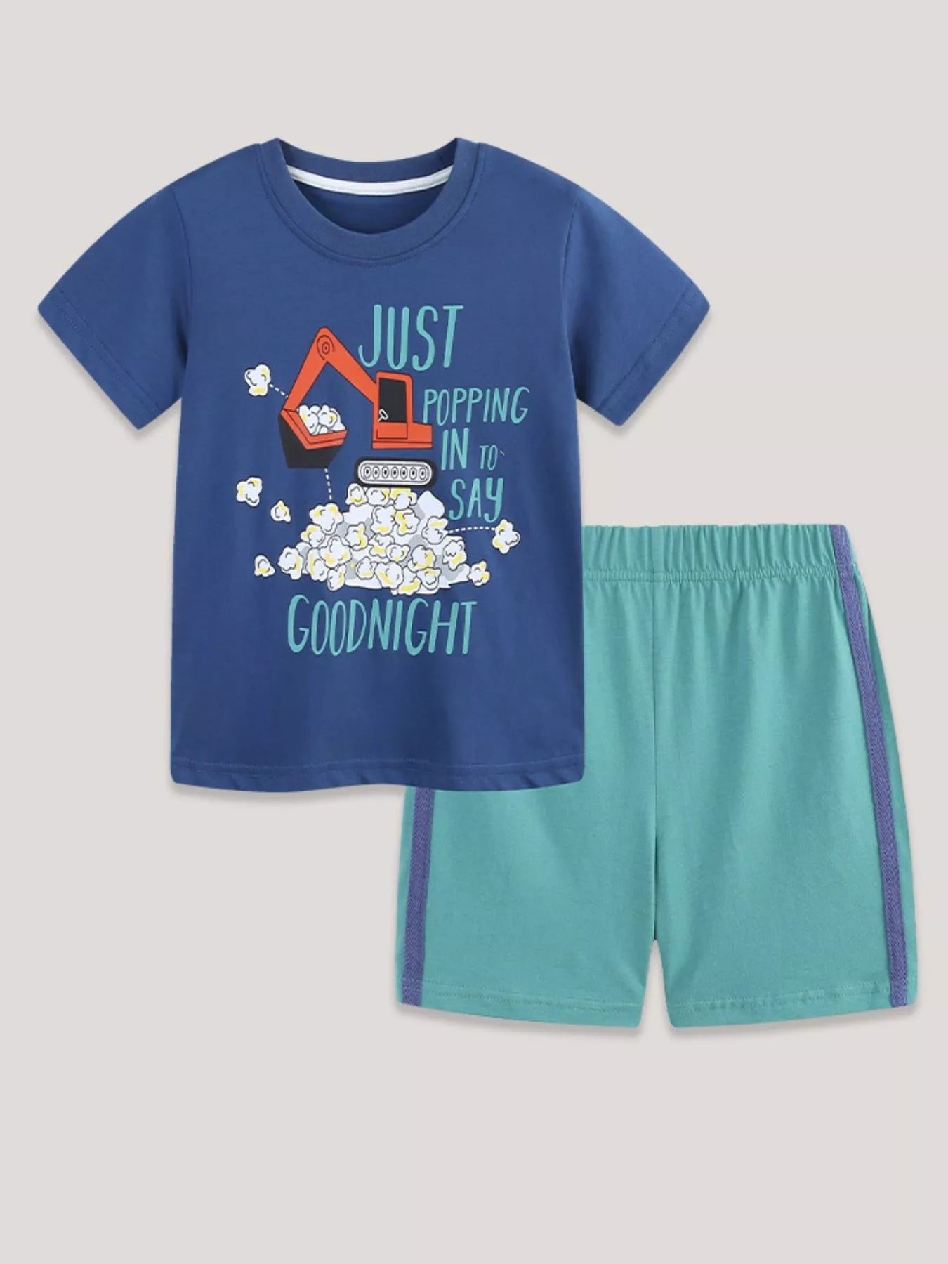 Children's Graphic Round Neck Tee and Shorts Set