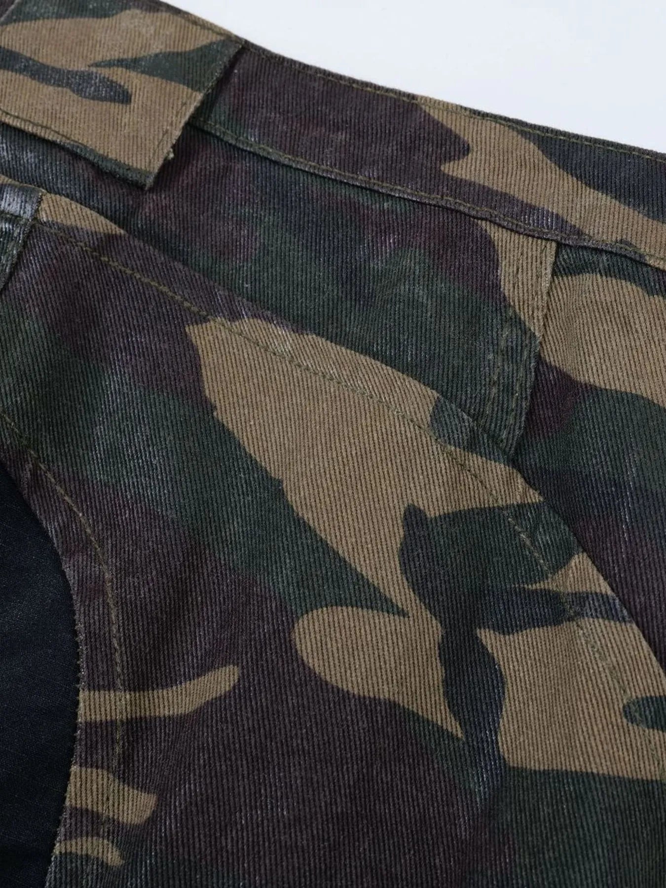 Men's Camouflage Bootcut Jeans with Seam Detail