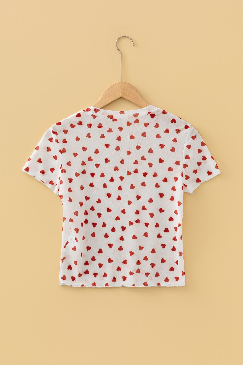 Sheer Heart Print Fitted Top