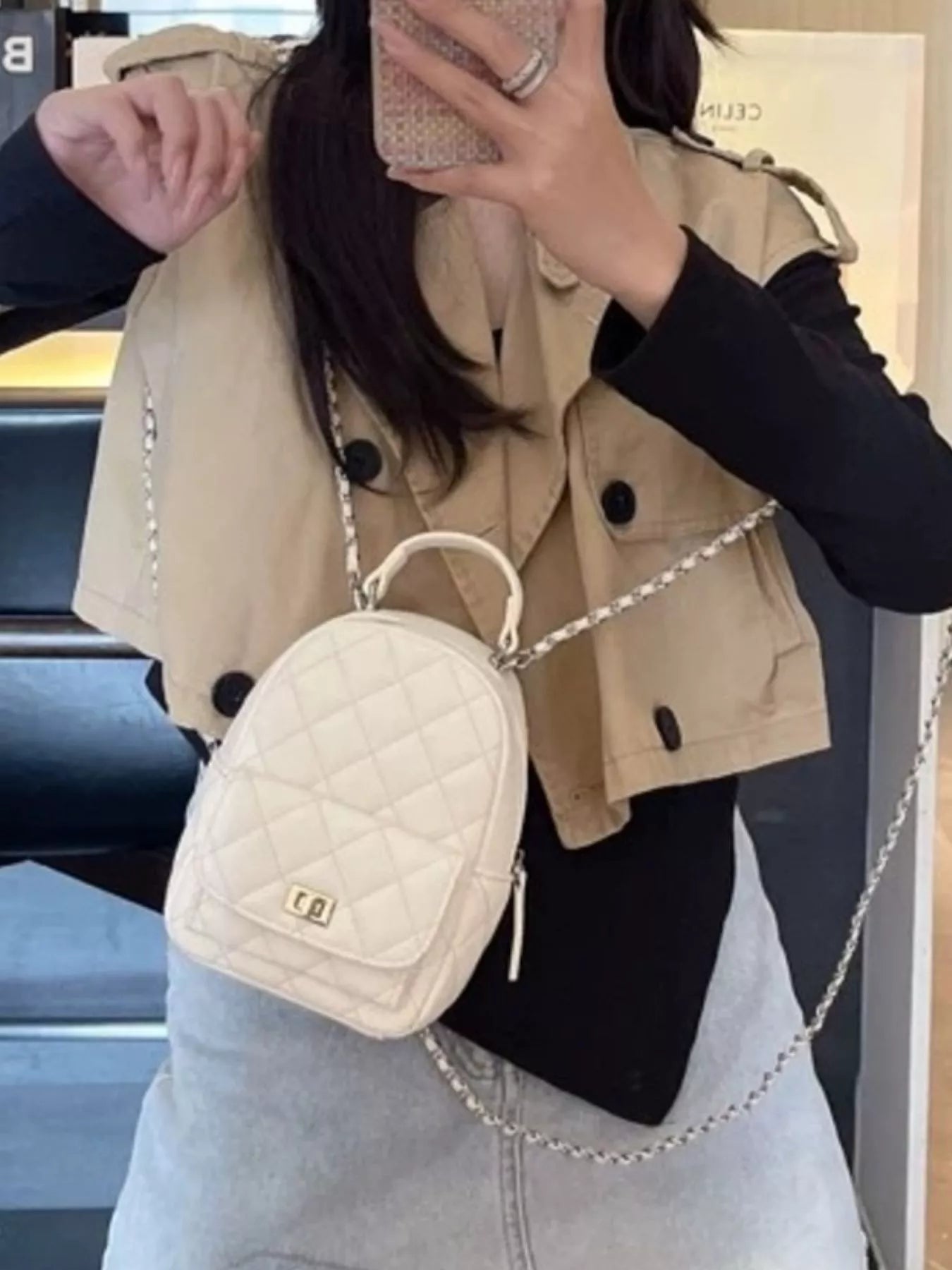 Quilted Mini Backpack Bag