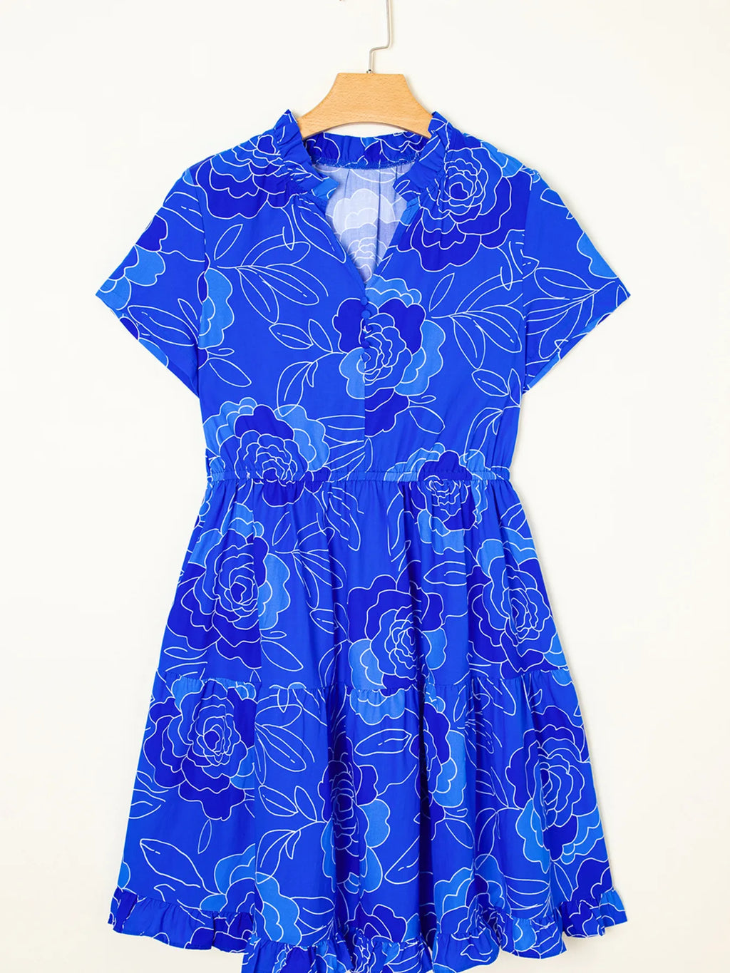 Ruffled Hem Short Sleeve Flowy Mini Dress