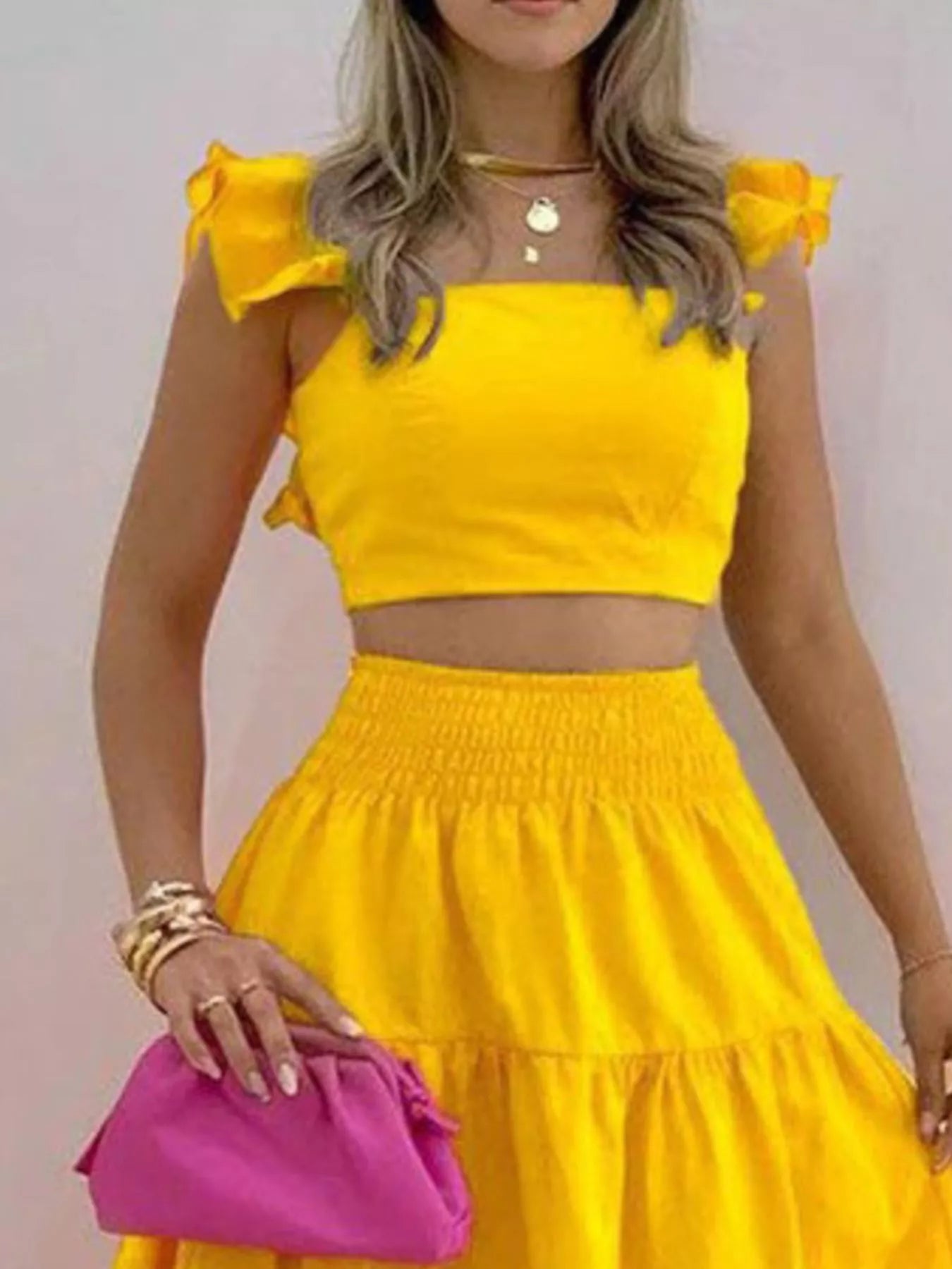 Crop Top and Tiered Maxi Skirt Set