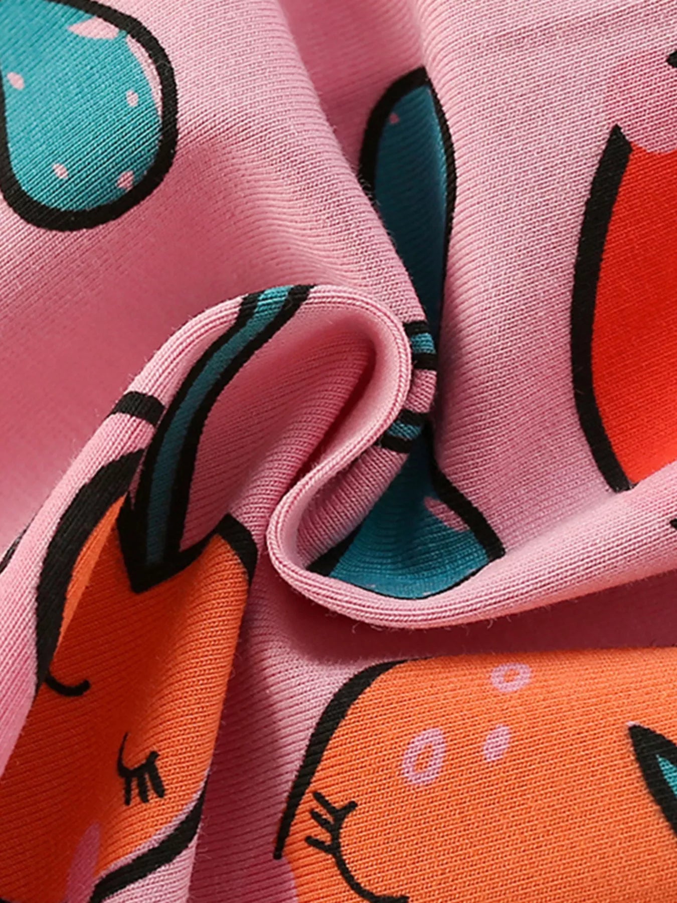 Children's Fruit Print Round Neck Casual Dress