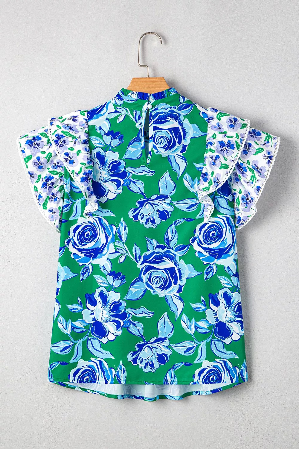Floral Print Ruffle Sleeve Blouse