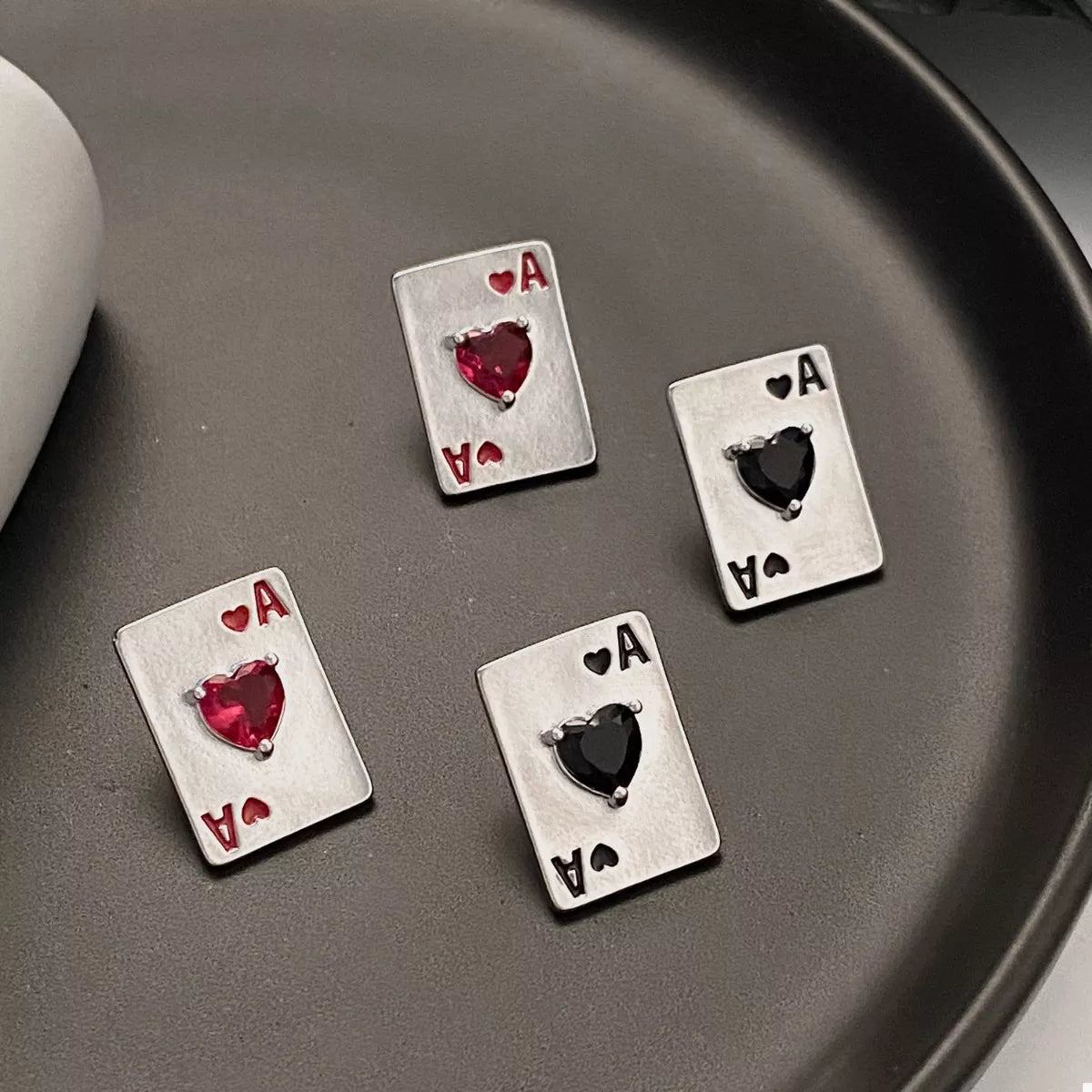 Poker Card Ace of Hearts Stud Earrings