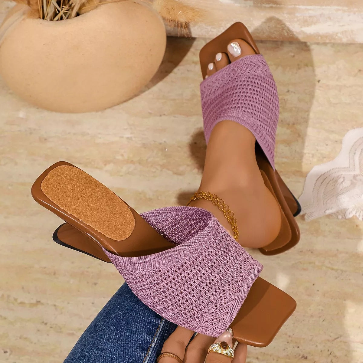 Open Toe Block Heels Sandals