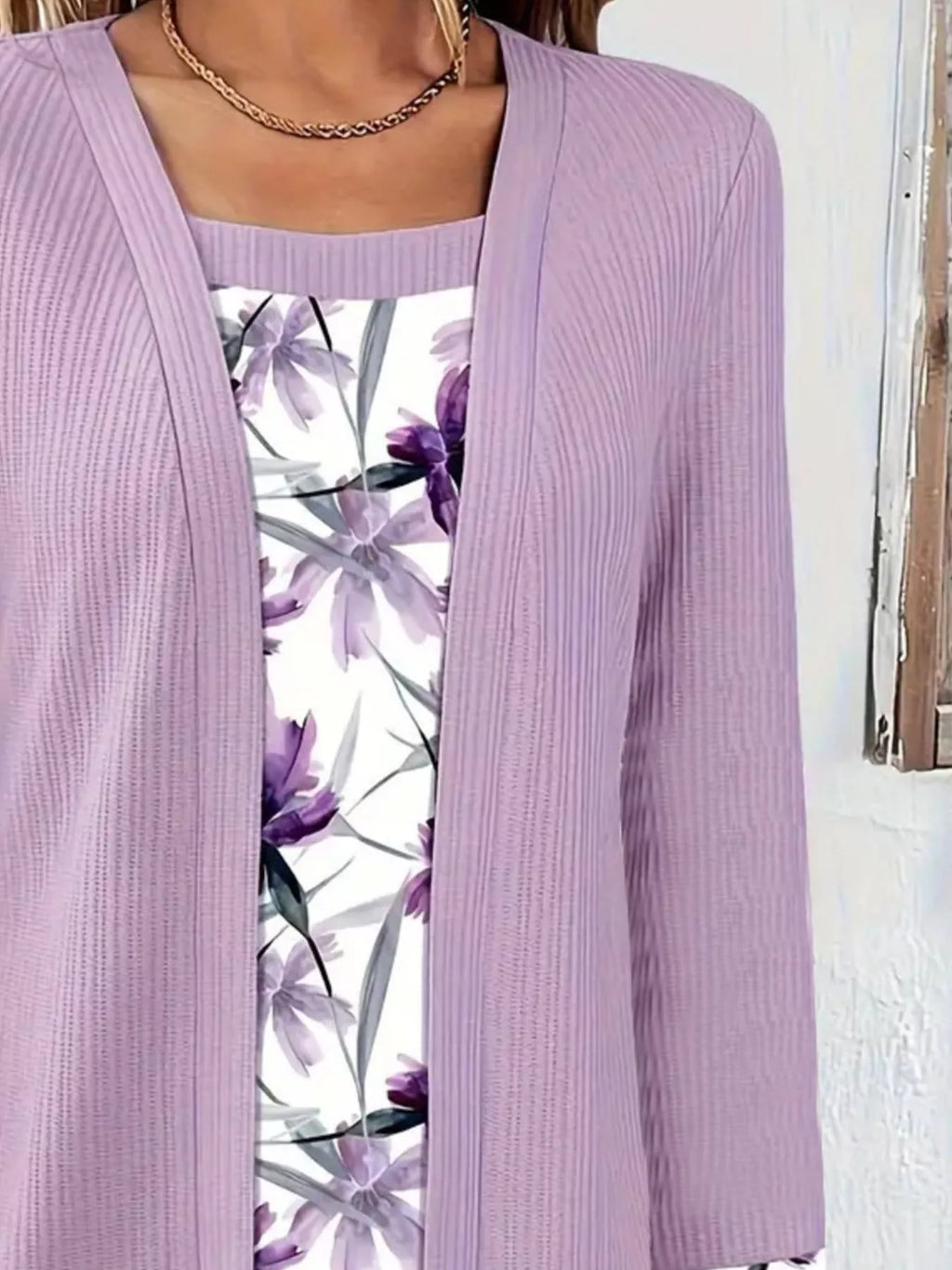 Floral Print Casual Fake Two Piece Top