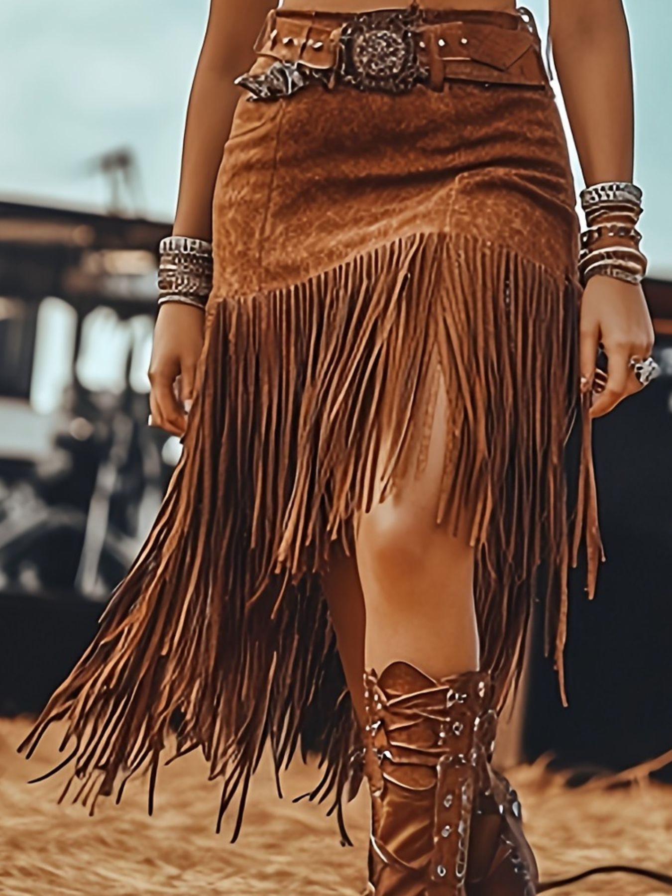Fringe Suede Skirt