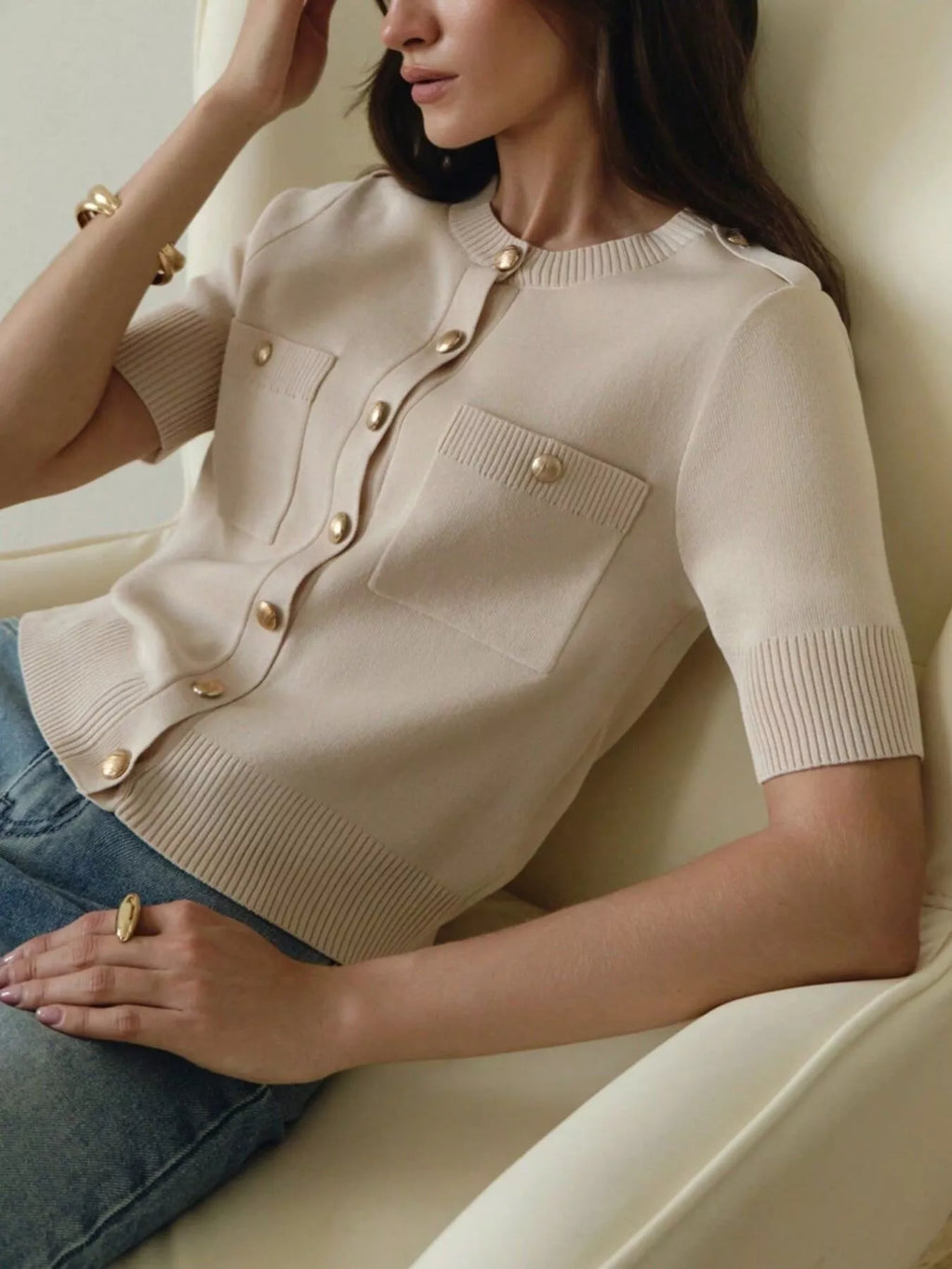 Button-Down Short Sleeve Cardigan