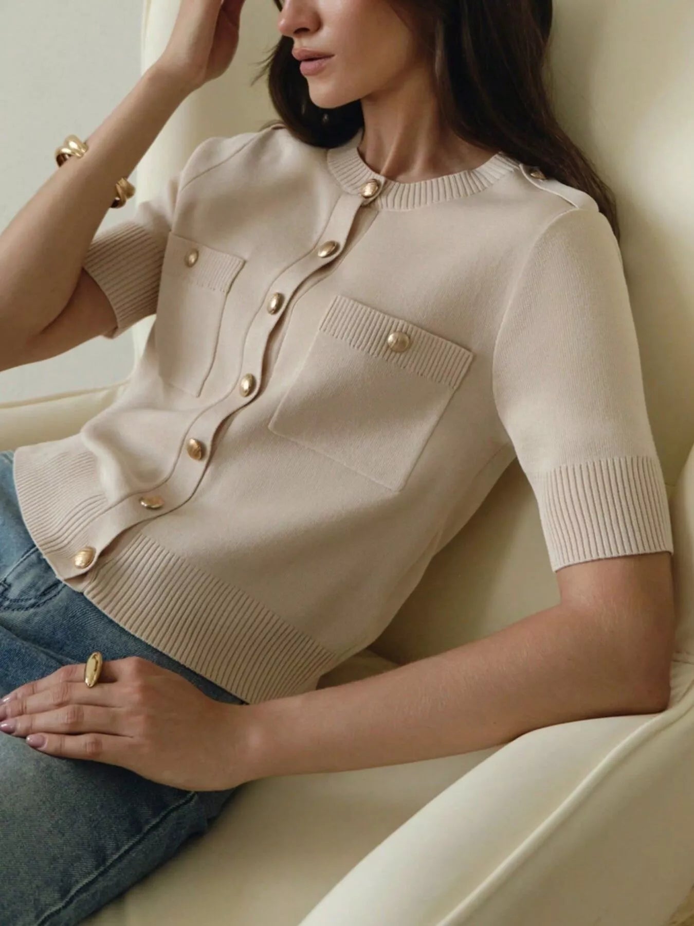 Button-Down Short Sleeve Cardigan