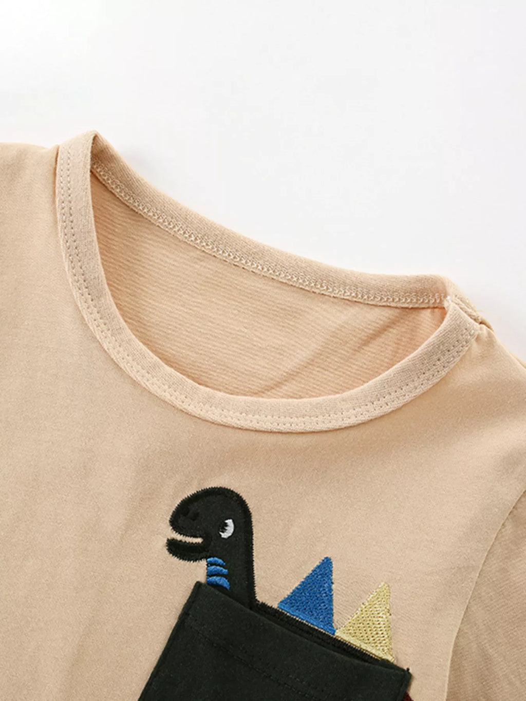 Children's Dinosaur Pocket Round Neck T-Shirt